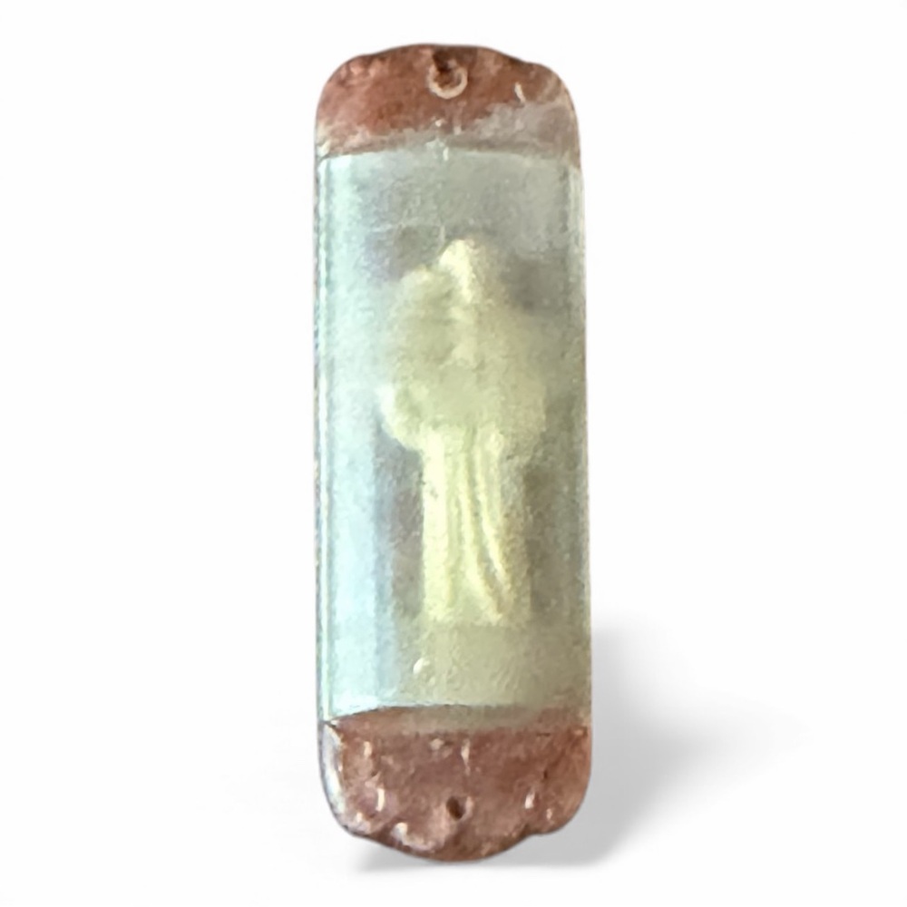 Vintage Capsule Pocket Shrine Reliquary Figure of Joseph Holding Jesus 2”
